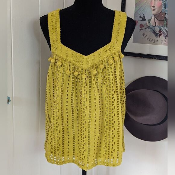 Sundance Eyelet Top S Cottagecore Coastal Boho Hippie Countryside Tropical - Picture 3 of 10